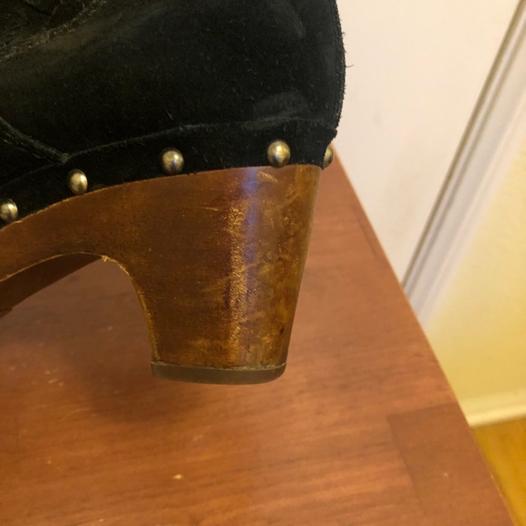 UGG Lynnea Boots Style 3361 Black Suede Leather heel Winter weaved over ankle 6 - Picture 11 of 11